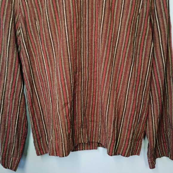 Marsh Landing Striped Linen Blend Button Down Top Lagenlook Artsy Size Medium - Picture 5 of 12